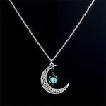 Glow in the dark moon necklace Turquoise nz