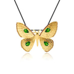 Gold butterfly necklace with diopside nz