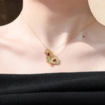 Gold butterfly necklace with garnet nz