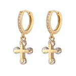 Gold cross earrings cubic zirconia nz