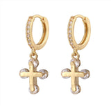 Gold cross earrings cubic zirconia nz