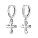 Gold cross earrings cubic zirconia Silver nz