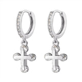 Gold cross earrings cubic zirconia Silver nz