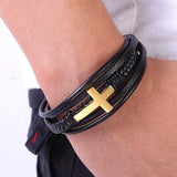 Gold cross leather bracelet nz