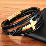 Gold cross leather bracelet nz