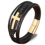 Gold cross leather bracelet nz