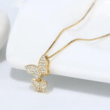 Gold double butterfly necklace nz