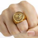 Gold lion masculine ring nz