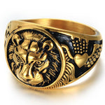Gold lion ring 54.5 mm nz