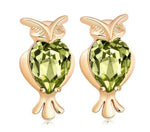 Gold owl earrings with emerald crystals nz