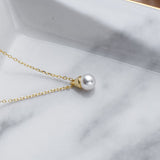 Gold pendant with cultured pearl nz