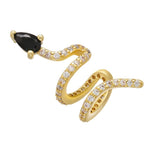Gold snake earrings with black crystal nz