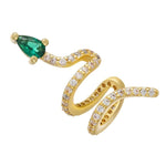 Gold snake earrings with green crystal nz