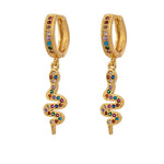 Gold snake earrings with multicoloured diamonds nz