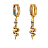Gold snake earrings with multicoloured diamonds nz