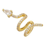Gold snake earrings with white crystal nz
