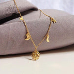 Gold Sun and Moon Necklace nz