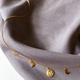 Gold Sun and Moon Necklace nz