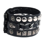 Gothic leather bracelet Black nz