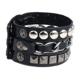 Gothic leather bracelet Black nz