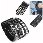 Gothic leather bracelet Black nz