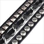 Gothic leather bracelet Black nz