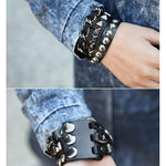 Gothic leather bracelet Black nz