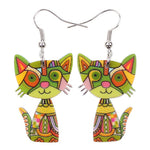 Green Cat Earrings nz