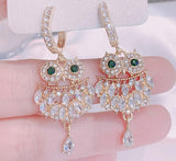 Green owl Luxury earrings nz