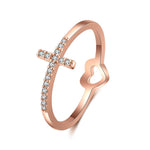 Heart Cross Ring 54 mm / Rose gold nz