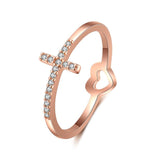 Heart Cross Ring 54 mm / Rose gold nz