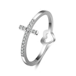 Heart Cross Ring 54 mm / Silver nz