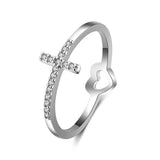 Heart Cross Ring 54 mm / Silver nz