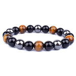 Hematite and tiger eye bracelet Black brown / 8 mm nz