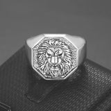 Hexagon lion signet ring nz