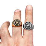 Hexagon lion signet ring nz