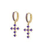 High quality cross earrings Purple Gold nz