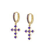 High quality cross earrings Purple Gold nz
