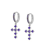 High quality cross earrings Silver purple nz