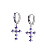 High quality cross earrings Silver purple nz