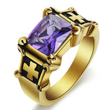 High quality religious cross ring 54 mm / Purple gold nz