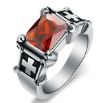 High quality religious cross ring 54 mm / Silver red nz