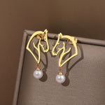 Horse earrings with pearl Gold nz