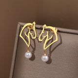 Horse earrings with pearl Gold nz