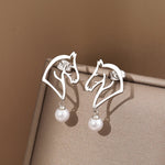 Horse earrings with pearl Silver nz