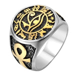 Horus eye signet ring 7 (54.4 mm) / Gold and silver nz