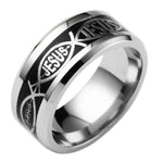 Ichthys Jesus Ring 54 mm / Black/silver nz
