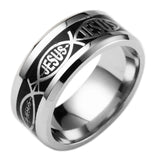 Ichthys Jesus Ring 54 mm / Black/silver nz