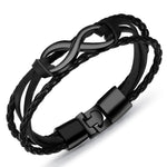 Infinity braided leather bracelet Black nz