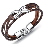 Infinity braided leather bracelet Brown silver nz